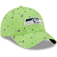 Women's New Era Neon Green Seattle Seahawks Logo Floral 9TWENTY - Adjustable Hat