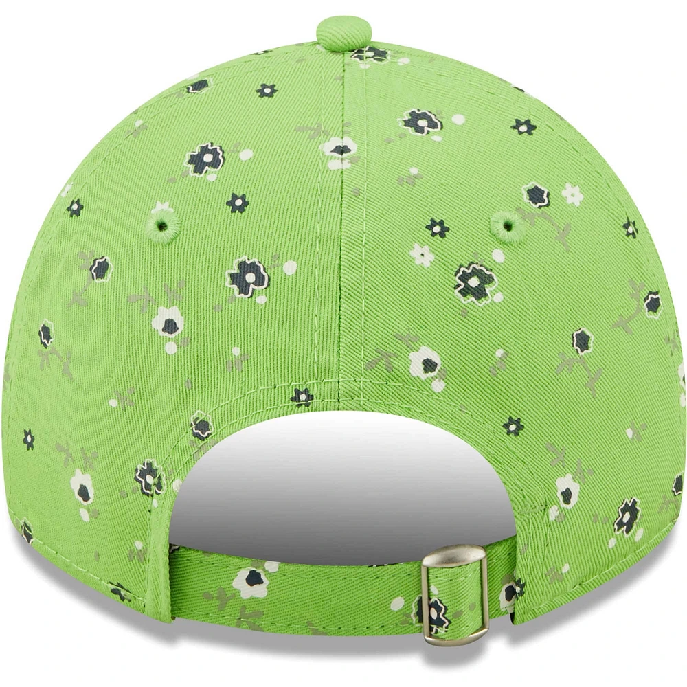 Women's New Era Neon Green Seattle Seahawks Logo Floral 9TWENTY - Adjustable Hat