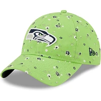 Women's New Era Neon Green Seattle Seahawks Logo Floral 9TWENTY - Adjustable Hat