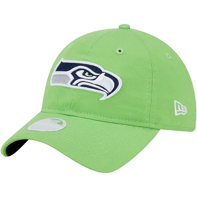 Women's New Era Neon Green Seattle Seahawks Main Core Classic 2.0 9TWENTY Adjustable Hat