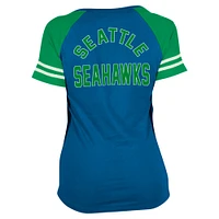 Women's New Era  Royal Seattle Seahawks Throwback Lace-Up Raglan T-Shirt