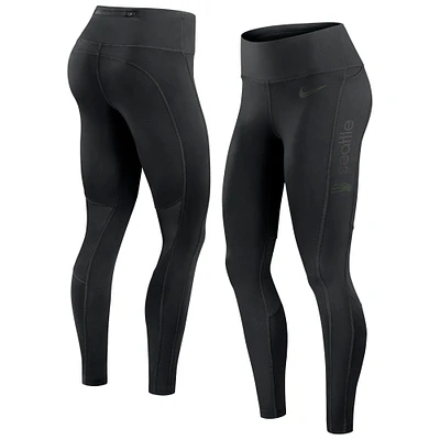Legging Nike noir Seattle Seahawks Edge Wordmark Performance pour femme