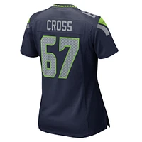 Maillot de match d'équipe Nike Charles Cross College Navy Seattle Seahawks pour femme