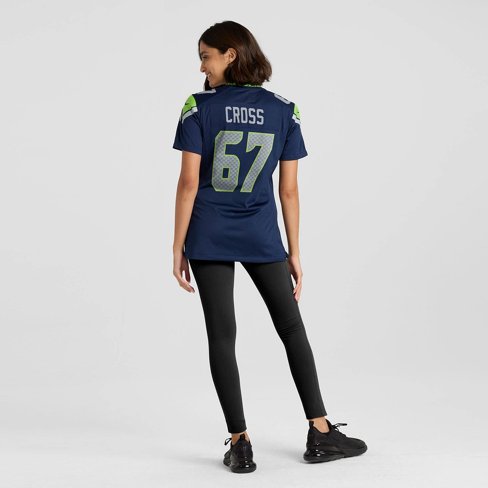 Maillot de match d'équipe Nike Charles Cross College Navy Seattle Seahawks pour femme