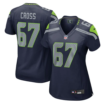 Maillot de match d'équipe Nike Charles Cross College Navy Seattle Seahawks pour femme