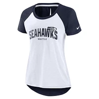 Women's Nike College Navy/White Seattle Seahawks Primetime Raglan Fashion T-Shirt