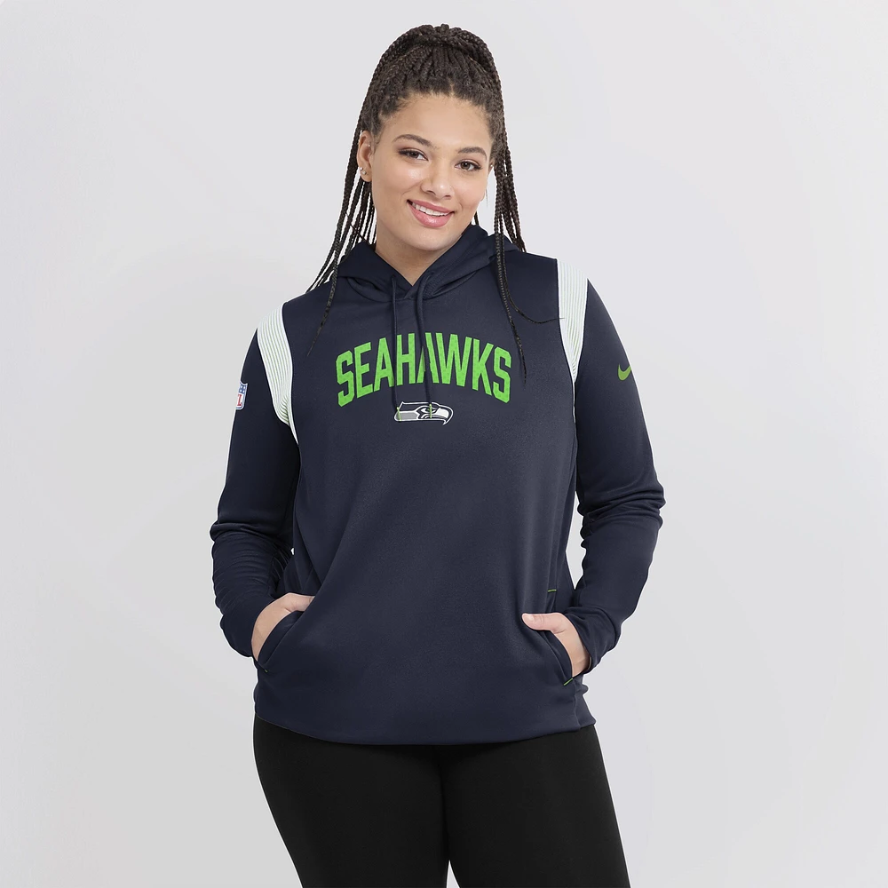 Women's Nike College Navy Seattle Seahawks Athletic Stack Performance - Pullover Hoodie