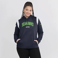 Women's Nike College Navy Seattle Seahawks Athletic Stack Performance - Pullover Hoodie