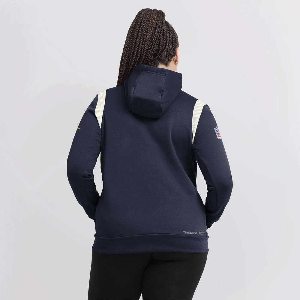 Women's Nike College Navy Seattle Seahawks Athletic Stack Performance - Pullover Hoodie