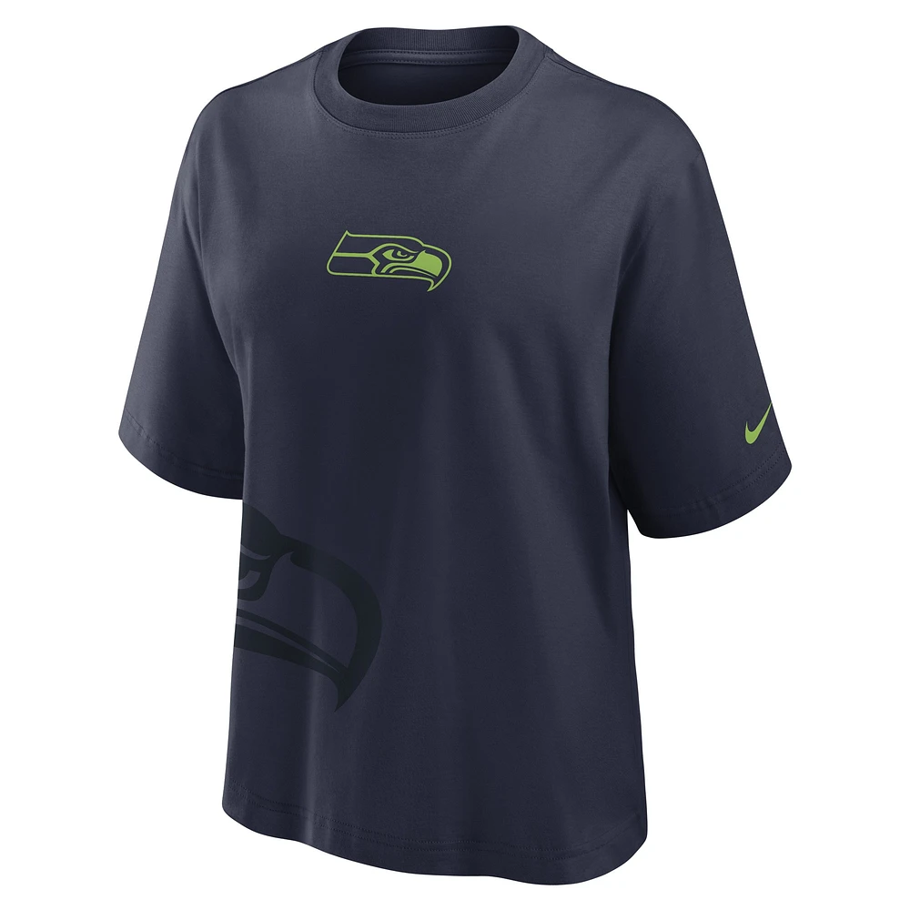 Women's Nike College Navy Seattle Seahawks Boxy T-Shirt