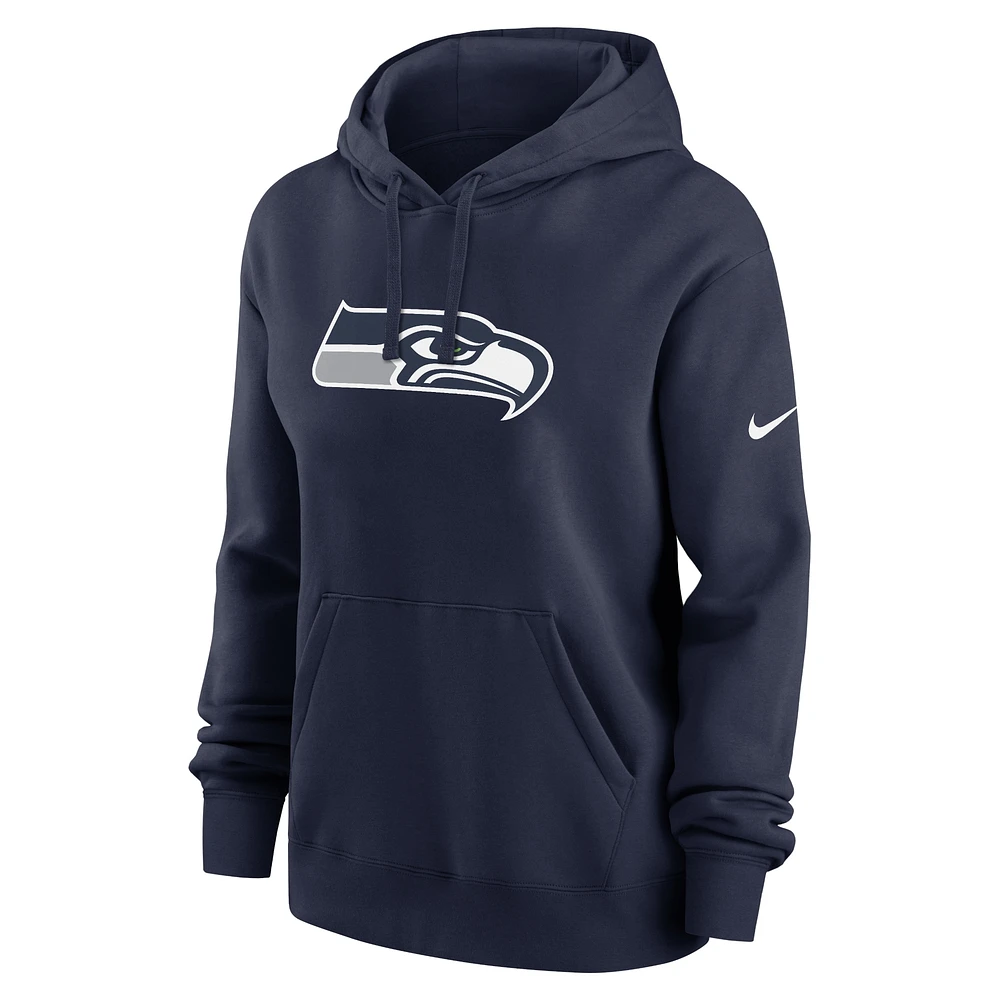 Women's Nike College Navy Seattle Seahawks Club Fleece Pullover Hoodie