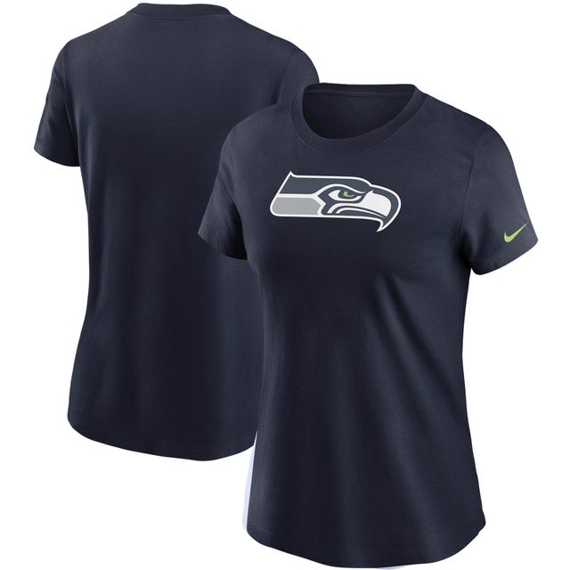 T-shirt essentiel avec logo Nike College Navy des Seattle Seahawks pour femmes