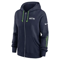 Women's Nike College Navy Seattle Seahawks Plus Phoenix Full-Zip Hoodie