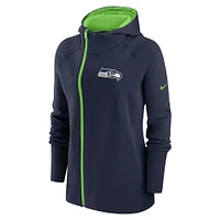 Women's Nike College Navy Seattle Seahawks Primetime Raglan Sleeve Full-Zip Hoodie
