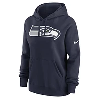 Women's Nike College Navy Seattle Seahawks Team Logo Club Fleece Pullover Hoodie