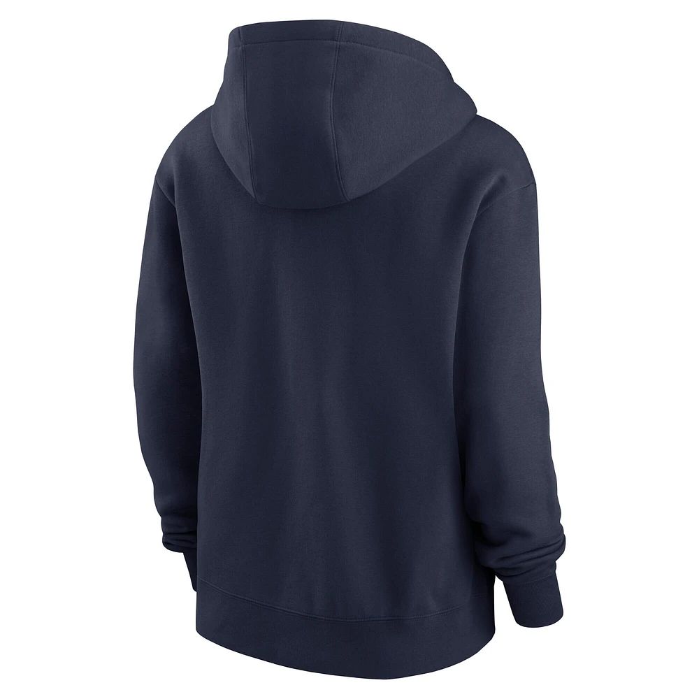 Women's Nike College Navy Seattle Seahawks Wordmark Club Fleece Pullover Hoodie