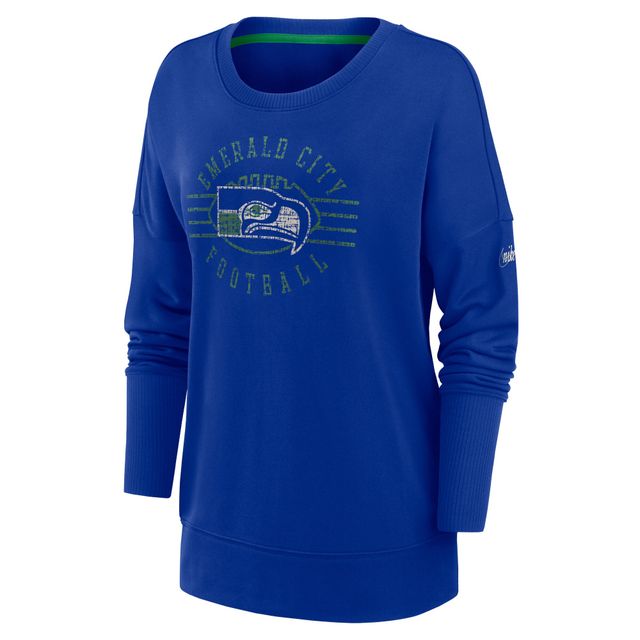 Nike Royal Seattle Seahawks Rewind Playback pour femme - T-shirt à manches longues