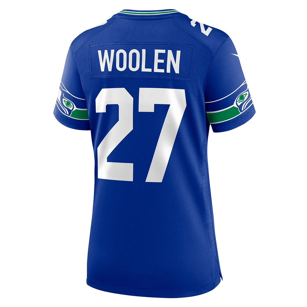 Women's Nike Tariq Woolen Royal Seattle Seahawks Throwback Player Game Jersey