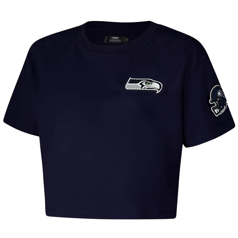 Women's Pro Standard College Navy Seattle Seahawks Boxy Cropped T-Shirt