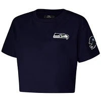 Women's Pro Standard College Navy Seattle Seahawks Boxy Cropped T-Shirt