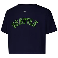 Women's Pro Standard College Navy Seattle Seahawks Boxy Cropped T-Shirt
