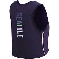Women's Pro Standard  Navy Seattle Seahawks Ombre Wordmark Classic Cropped Tank Top