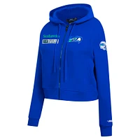 Women's Pro Standard Royal Seattle Seahawks Split Logo Full-Zip Hoodie