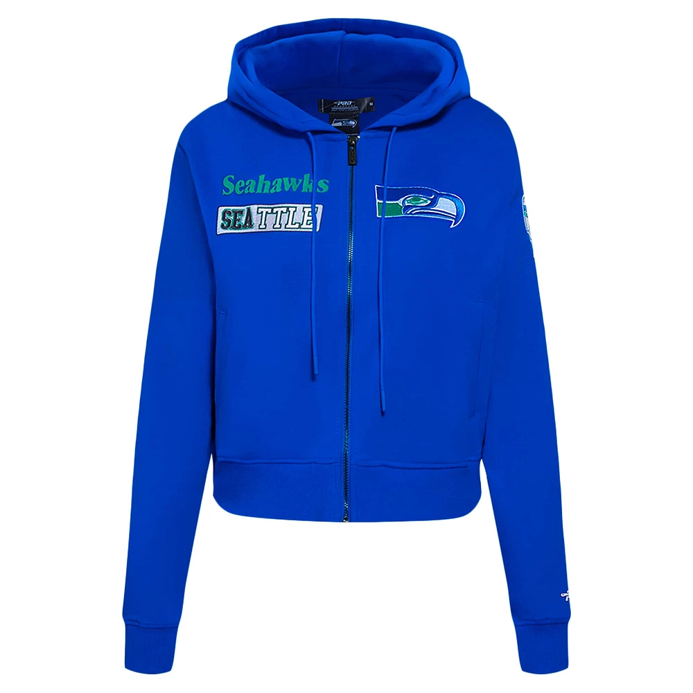 Women's Pro Standard Royal Seattle Seahawks Split Logo Full-Zip Hoodie
