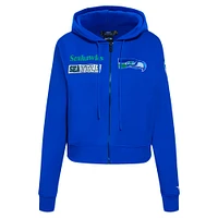 Women's Pro Standard Royal Seattle Seahawks Split Logo Full-Zip Hoodie