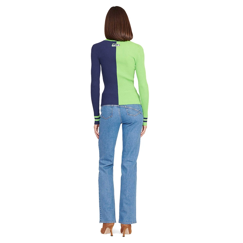 Women's STAUD Neon Green/Navy Seattle Seahawks Cargo Sweater