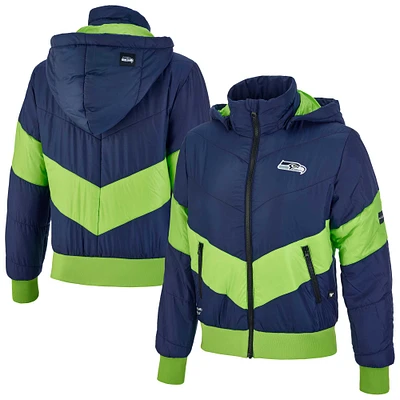 Veste à capuche fermeture éclair complète pour femme The Wild Collective College Navy Seattle Seahawks