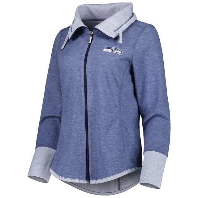 Sweat-shirt à fermeture éclair pour femmes Tommy Bahama Heathered College Navy Seattle Seahawks Sport Sun Fade