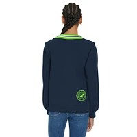 Women's Tommy Hilfiger Navy Seattle Seahawks Alice V-Neck Pullover Sweatshirt