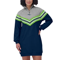 Women's WEAR by Erin Andrews  College Navy/Heather Gray Seattle Seahawks Chevron Stripe Dress