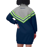 Women's WEAR by Erin Andrews  College Navy/Heather Gray Seattle Seahawks Chevron Stripe Dress