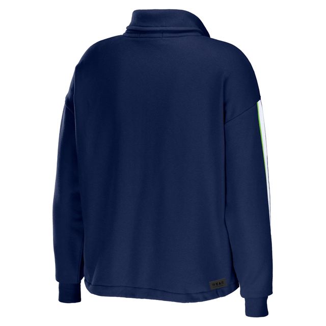 WEAR by Erin Andrews College Navy Seattle Seahawks - Haut à demi-zip rayures avec logo