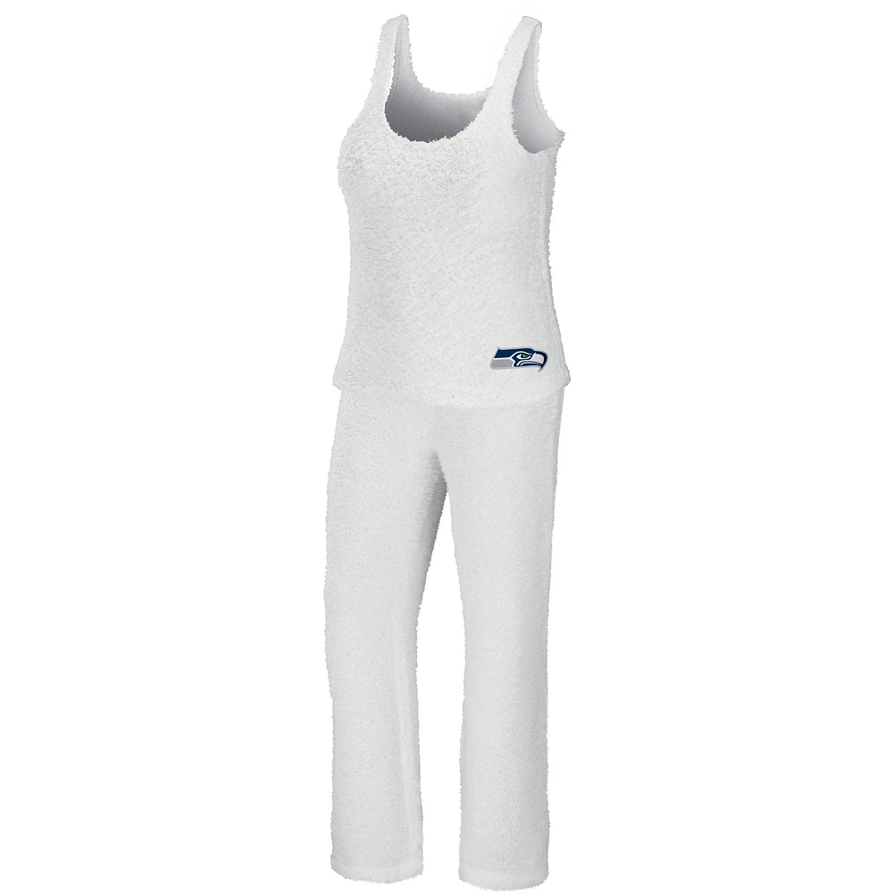 WEAR by Erin Andrews Crème Seattle Seahawks Ensemble débardeur et pantalon confortable à encolure dégagée grande taille pour femmes