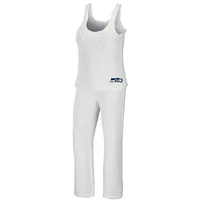 WEAR by Erin Andrews Crème Seattle Seahawks Ensemble débardeur et pantalon confortable à encolure dégagée grande taille pour femmes