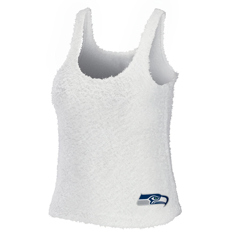 WEAR by Erin Andrews Crème Seattle Seahawks Ensemble débardeur et pantalon confortable à encolure dégagée grande taille pour femmes