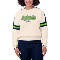 Women's WEAR by Erin Andrews  Cream Seattle Seahawks Stripe Pullover Sweater