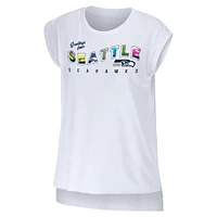 Women's WEAR by Erin Andrews White Seattle Seahawks Greetings From Muscle T-Shirt