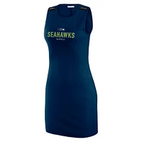 Women's WEAR by Erin Andrews x Gracie Hunt College Navy Seattle Seahawks Ribbed Tank Dress