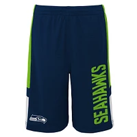 Youth College Navy Seattle Seahawks Lateral Mesh Performance - Shorts