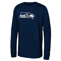 Youth College Navy Seattle Seahawks Primary Logo Long Sleeve T-Shirt