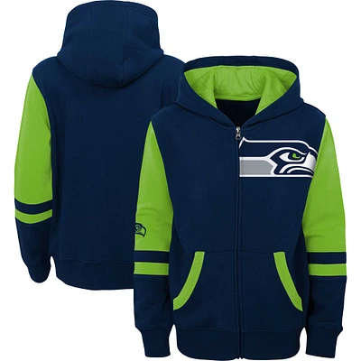 Sweat à capuche entièrement zippé color block Seattle Seahawks pour jeunes bleu marine