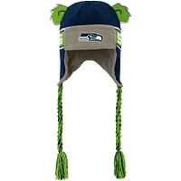 Youth Navy Seattle Seahawks Wordmark Ears Trooper Knit Hat