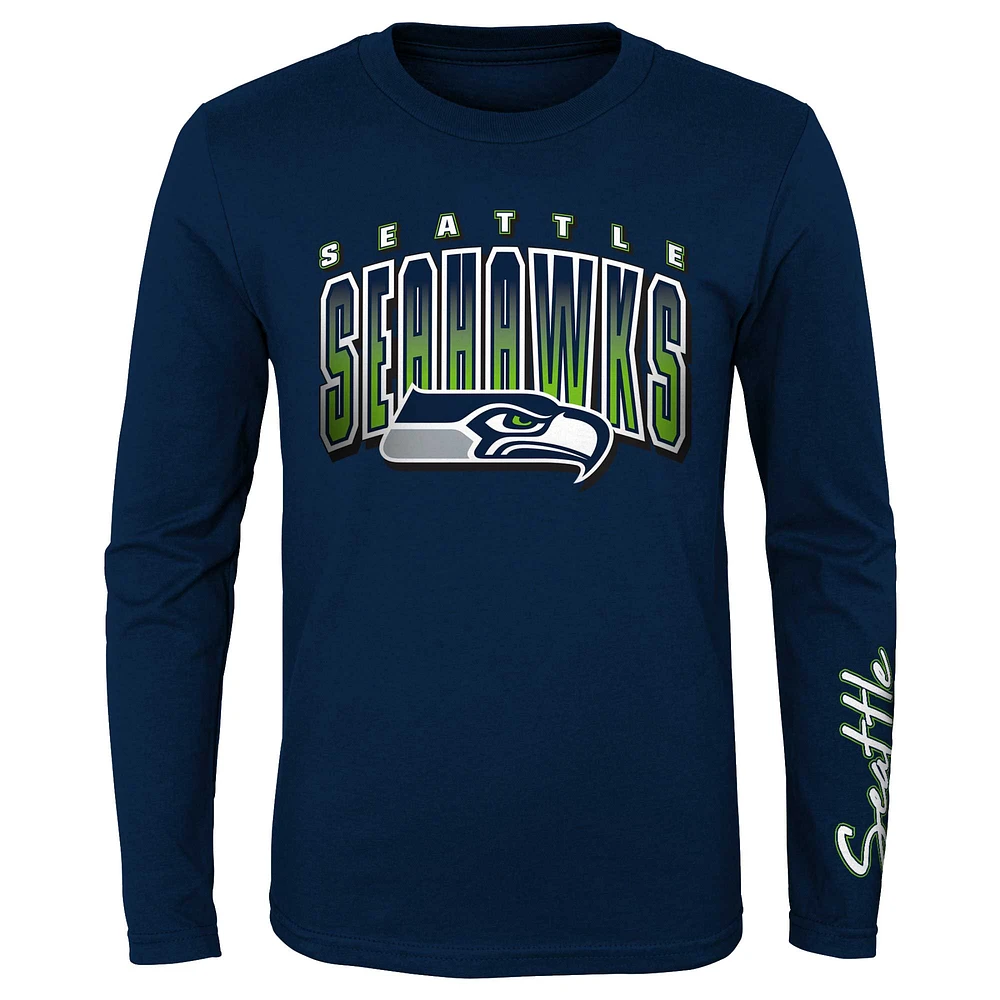 Ensemble de t-shirts préférés des fans Seahawks Seattle vert fluo/bleu marine pour jeune