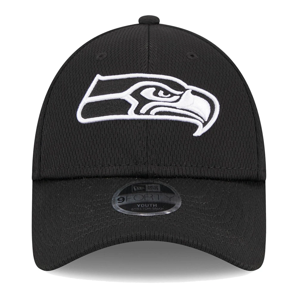 Youth New Era Black Seattle Seahawks Main B-Dub 9FORTY Adjustable Hat