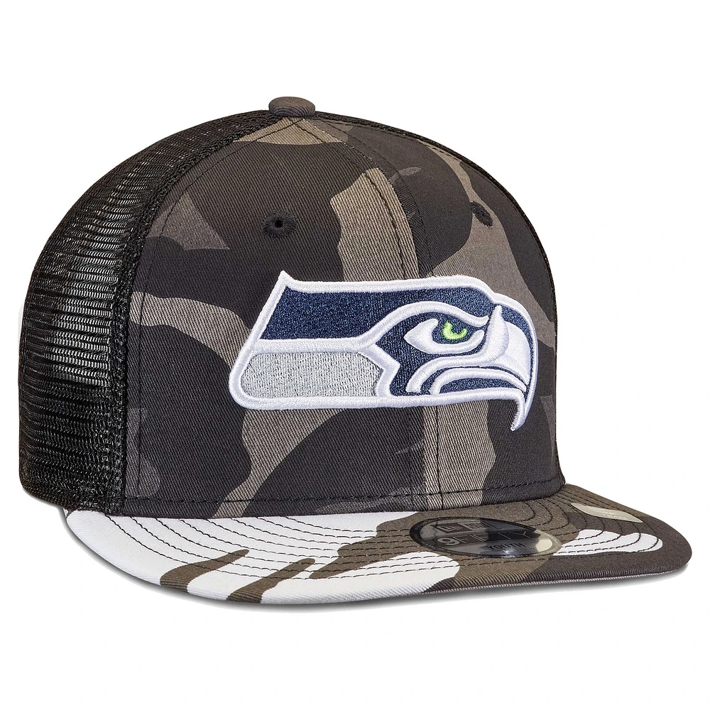 Youth New Era Camo/Black Seattle Seahawks Trucker 9FIFTY Snapback Hat