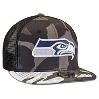 Youth New Era Camo/Black Seattle Seahawks Trucker 9FIFTY Snapback Hat